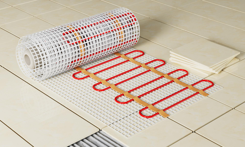 realistic 3d render underfloor heating electric floor heating system